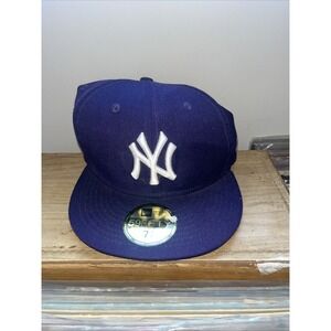 New York Yankees New‎ Era MLB Purple White Fitted Cap Hat Wool Size 7 3/8